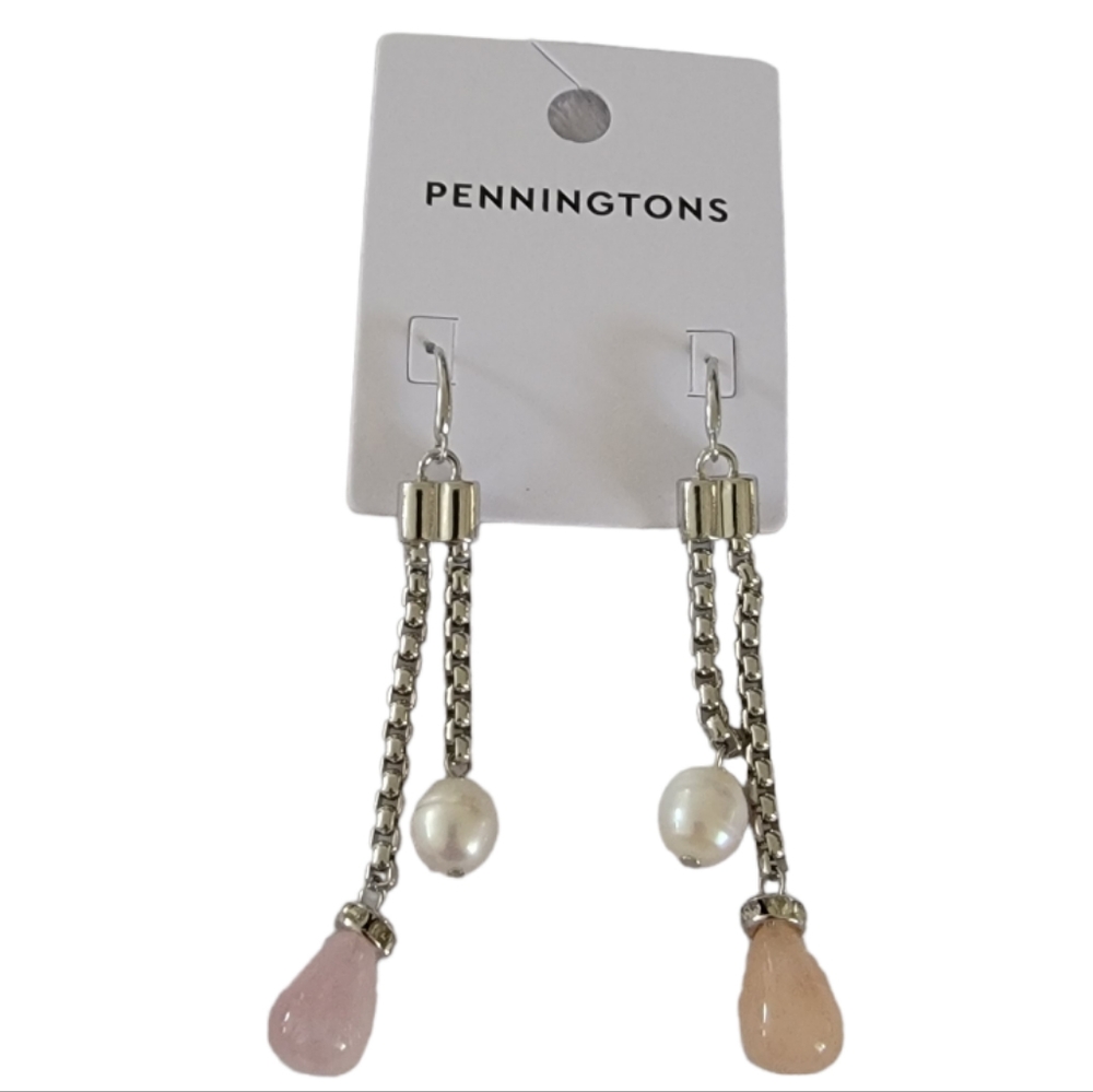 Multi-Coloured Penningtons Women's Pearl and Glass Stone Pendant Earrings